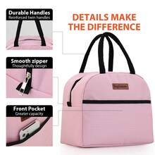 GODWOODS 女士男士保温午餐袋 大号午餐盒容器 可重复使用 防漏手提袋 保温 保冷 锁鲜 三重功能 轻便大容量 双手柄设计 午餐容器 可重复使用 大容量午餐手提袋 午餐盒 女士午餐袋 学校 老师 露营 厨房 保温午餐袋 旅行 工作 野餐 办公室 工作 大学 海滩或旅行 女士 - 粉色 - 查看 3