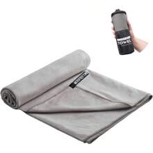 1pc Portable Solid Color Quick-Dry Sports Towel, Soft Absorbent Bath Towel, Multi-Functional Outdoor Camping Travel Towel - Light Grey - View 1
