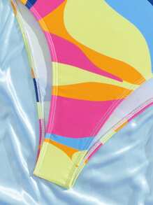 1pc Sexy Monokini Swimsuit With Random Floral Print, One Shoulder Beach Holiday Swimwear, Summer - Multicolor - View 9