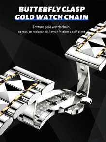 VA VA VOOM Thương hiệu 1PC Đồng hồ nam đính đá sang trọng đa chức năng Mặt số hẹn giờ Bộ máy thạch anh Đồng hồ nam màu xanh & vàng & bạc & đen Giải trí Kinh doanh Lịch mô phỏng Đồng hồ đôi bằng thép không gỉ dành cho nam - Màu xanh lam - Xem 6