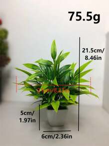 Artificial Lush Green Bamboo, Evergreen Bonsai Plant With White Square Mini Planter, Valentine Day, Gift Gifts Birthday Graduation - Green - View 4