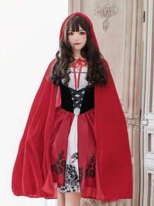 1pc Little Red Riding Hood Cape, Halloween Party Cosplay Cloak, Suitable For Performances And Various Festivals