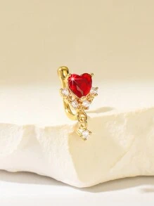 1 件时尚方晶锆石缀饰银色心形假鼻环夹在鼻中隔非穿孔鼻夹上，适合男士和女士作为情人节、圣诞节、万圣节、生日礼物 - 金黃色 - 查看 11