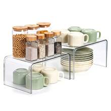 Clear Cabinet Organizer, Shelf Organizer 2 Sets For Kitchen Organizers And Storage, Display Pantry Cabinet Shelf, Room Decor Countertop Desk Organizer Shelves, Ideal For Spice Organization For Cabinet - 白色 - 查看 1