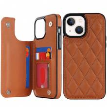 AWQUER 钱包手机壳适用于 16 15 14 Plus 13 12 11 Pro Max 8 7 Plus SE 5G 2020 2022 带信用卡插槽支架，PU 皮革手机壳适用于 Galaxy S24 S23 S22 S21 S20 FE Note 20 Ultra 10 Plus A55 A35 A25 A15 A54 A14 A73 A53 A13 A72 A52 A22 A12 A71 A51 A70 A50 S 4G 5G 支架防震带 RFID 屏蔽手机袋保护套 - 棕色 - 查看 18