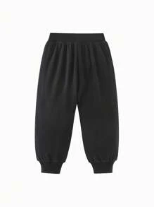 mini bala 男童女童新款可调节宽松长裤2024年秋季 - 黑色 - 查看 5