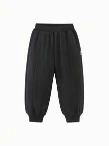 mini bala 男童女童新款可调节宽松长裤2024年秋季 - 黑色 - 查看 4