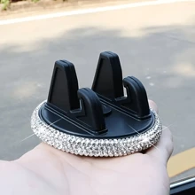 PVC Material Rhinestone Car Phone Holder, Universal Dashboard Phone Stand, Adjustable Car GPS Mount, Cute Rotating Clip, Suitable For Landscape And Portrait Screens - Multicolor - View 11