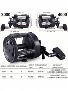 SOUGAYILANG Fishing Reel Round Baitcasting Fishing Reel Conventional Reel For Catfish, Salmon/Steelhead, Striper Bass, Pike,Inshore Surf Fishing Reels - Black - View 6