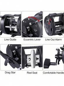 SOUGAYILANG Fishing Reel Round Baitcasting Fishing Reel Conventional Reel For Catfish, Salmon/Steelhead, Striper Bass, Pike,Inshore Surf Fishing Reels - Black - View 9