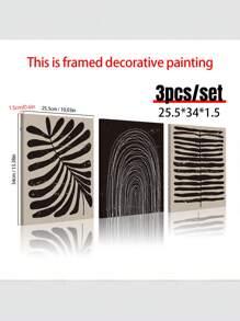 3 件装北欧简约各种几何形状、现代艺术图案、帆布材质、适用于家庭客厅装饰画艺术墙无框画、西式家居装饰、房间海报、极简主义墙面装饰、房间装饰美学、房间装饰用品 - 彩色 - 查看 3