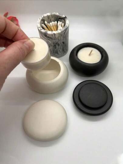 1 件带盖小圆形储物罐硅胶模具、珠宝盒树脂模具石膏模具 DIY 陶瓷水泥模具、家居装饰