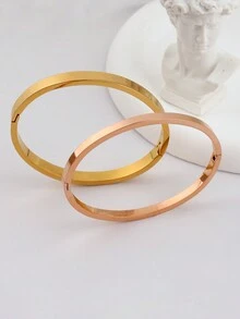 2 件不锈钢手链，用途广泛且易于佩戴，可与任何服装搭配，送给亲人和朋友的礼物 - 金色 - 查看 6