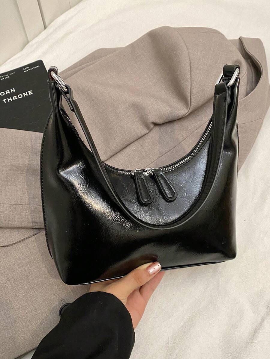 Túi đeo nách họa tiết cao cấp Túi đeo vai nữ 2022 thời trang mới đa năng hình lưỡi liềm đơn giản Túi đeo vai - Nhiều màu - Xem 1