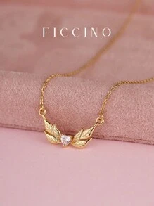 Dây chuyền mặt đá Cubic Zirconia hình trái tim thiên thần FICCINO, thép titan mạ vàng, trang sức O-Chain có thể điều chỉnh độ dài, trang phục hàng ngày dễ thương và đa năng, món quà lý tưởng cho các cô gái và bạn thân, đi kèm hộp quà tặng - 47n/69n - Xem 6