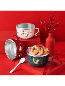 Stainless Steel Lunch Box Compact Container Food Storage Cute Lunch Box 02 - 白色 - 查看 5