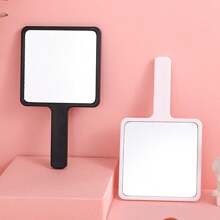 1pc Minimalist Handheld Makeup Mirror, Black Handle, Stylish Design,Makeup,Cheap,Room Decor,Vanity,Travel,Bedroom,Makeup Accessories,Mirror,Vanity Mirror,Mini Mirror,Compact Mirror,Mirror Small,Hand Mirror - Multicolor - View 7