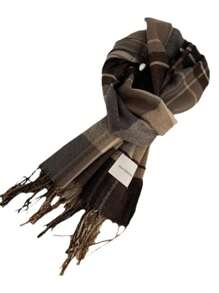 1pc Retro Checkered Scarf, Imitation Cashmere Warm Couple Scarf, Versatile For Autumn/Winter - Khaki - View 5
