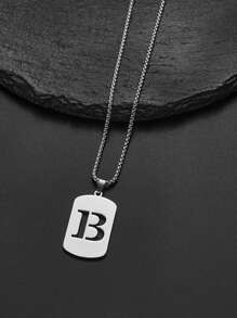 1 pièce Collier en acier de titane avec 26 lettres anglaises pour hommes et femmes, étudiants et couples, design minimaliste, polyvalent, collier de bénédiction initiale, convient pour un port quotidien, fête, Noël, Saint-Valentin, cadeau - Argent - Voir 24