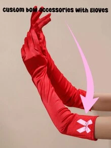 1 pezzo Fiocco decorativo personalizzato + 1 paio di guanti colorati per matrimoni e feste, ideali per occasioni formali in inverno