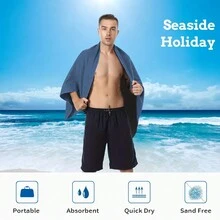 1 件超柔软超细纤维毛巾，快干，超大尺寸，超强吸水，适合沐浴、露营、海滩、健身房、瑜伽和游泳 - 彩色 - 查看 6