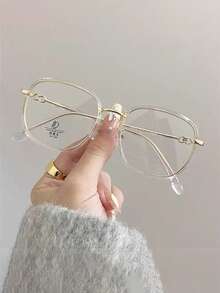 1 chiếc kính kim loại gọng vuông phong cách Hàn Quốc, trang trí bằng đá giả, kính cận, thời trang, nhiều màu sắc cho nam và nữ - Trong sáng - Xem 3