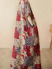 New Summer Casual Loose Beach Dress, Plus Size Boho Dress For Vacation - Mocha Brown - View 2