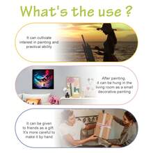 1 件带框数字油画卡通风景易于在画布上绘画亚克力工艺品极光图片可用作 DIY 礼物 20x20 厘米/7.87x7.87 英寸 - 彩色 - 查看 5