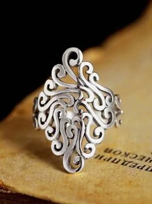 1pc 925 Sterling Silver Vintage Hollow Floral Vine Ring, Christmas Gift For Lover, Suitable For Engagement, Wedding, Daily Wear, Random Box Style - Flower Vine Ring - View 2
