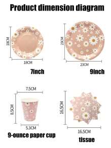 68件套，一次性餐具，粉色花朵主题一次性纸盘，蛋糕盘，派对盘，生日盘，材质，适用于生日派对、促销活动、聚会、野餐、露营、烧烤等场合。 - 彩色 - 查看 2