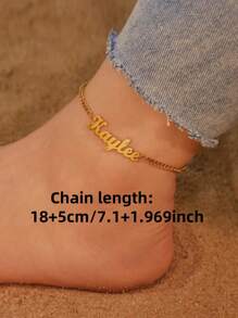 1 件金色玫瑰金定制名字脚链，个性化可调节脚链，沙滩珠宝，女士礼物，定制珠宝，伴娘礼物，脚部珠宝，生日礼物，圣诞礼物 - 彩色 - 查看 4