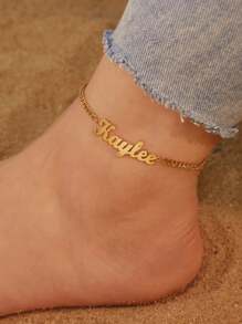 1 件金色玫瑰金定制名字脚链，个性化可调节脚链，沙滩珠宝，女士礼物，定制珠宝，伴娘礼物，脚部珠宝，生日礼物，圣诞礼物 - 彩色 - 查看 3