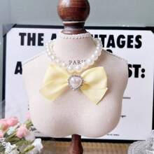 1 件猫串珠项链，可爱极具吸引力的水钻镶嵌狗和猫项圈，用于拍照的装饰品，项链可防止猫咬和舔 - 黃色 - 查看 8