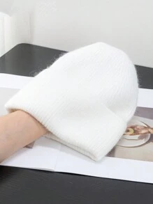 1pc Women's Solid Color Knit Hat, Fashionable Loose Knitted Cap, Soft & Warm Rabbit Hair Large Circumference Beanie, Suitable For Outdoor Travel In Autumn/Winter - Knitted Hat - View 27