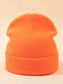 1pc Unisex Outdoor Warm Solid Color Knit Beanie Hat, Suitable For Daily Wear Fall Outfit