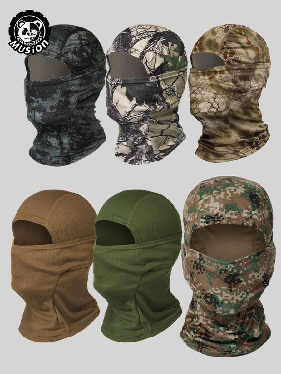 Musion 6 片装迷彩印花摩托车巴拉克拉法帽全脸面罩 MC 迷彩自行车装备透气滑雪面罩 适用于滑雪和骑行