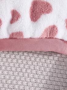 2 件套秋冬女宝宝长袖可爱粉色爱心羊毛保暖连帽卫衣和裤子套装，休闲舒适 + 包