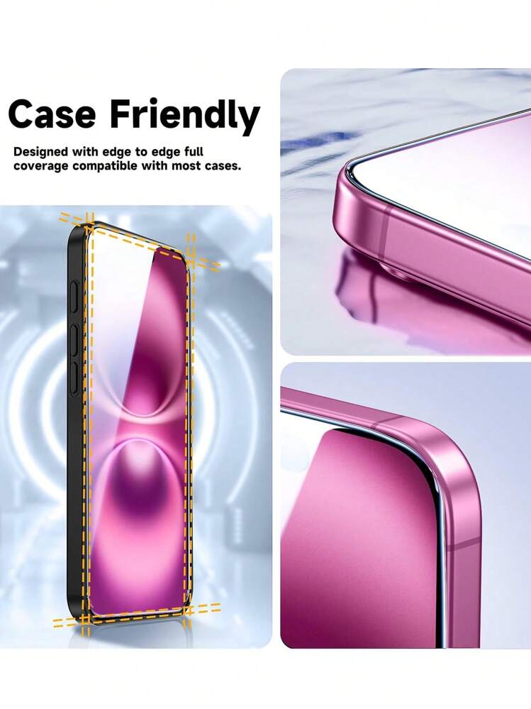 Cover Compatibile con iPhone 16 Pro Custodia Glitter, 2 Pezzi Pellicola Protettiva in Vetro Temperato & 2 Pezzi Pellicola Fotocamera, Brillantini Morbido TPU Protezione Trasparente Case