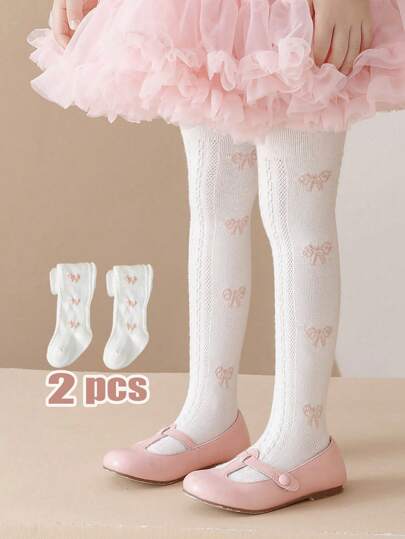 2pcs Of Girls Printed Pantyhose Stockings, Young Girls Tights, Breathable And Comfortable, Suitable For Daily Life