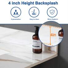 37 Inch Marble Vanity Top, Bathroom Vanity Top With Undermount Rectangular Middle Sink And 4" Height Backsplash, Pre-Drilled Faucet Hole Vanity Top, Single Hole - trắng - Xem 8