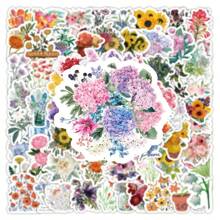 100 张复古花卉贴纸 - 耐用防水乙烯基，具有独特的美学设计 - 非常适合个性化水瓶、电脑、笔记本、行李箱、手机、笔记本电脑、自行车和滑板 - 彩色 - 查看 4