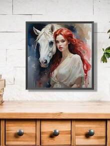 1 Set Horse Rider Design Cross Stitch Painting Kit, DIY Thread Art Needlework Supplies, Assorted Color High Quality Thread, 11CT Crossstitch Embroidery Decorative Painting, Complete Home Decor Embroidered Craft, Suitable For Entryway, Study, Bedroom Etc. Without Frame - Multicolor - View 4