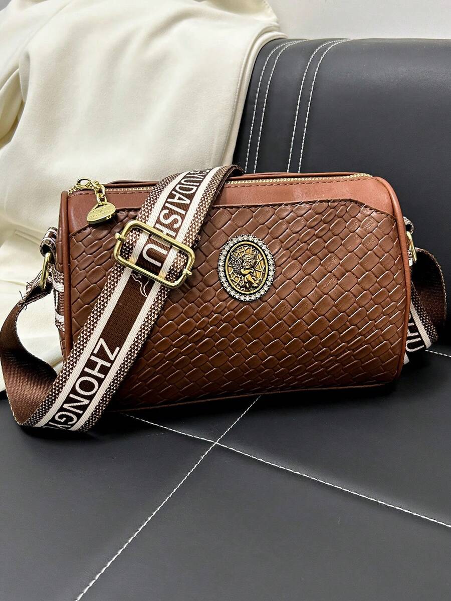 时尚百搭复古便携女士单肩包 - 棕色 - 查看 1