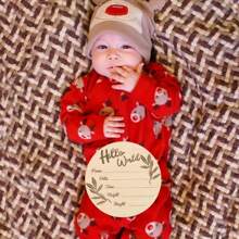 1 tấm thẻ/album ghi chép quá trình phát triển của bé bằng gỗ tùy chỉnh, đạo cụ chụp ảnh trẻ sơ sinh Hello World, miếng gỗ tự nhiên, kích thước: 10x10cm/3,94in hoặc 15x15cm/5,91in - màu gỗ - Xem 5