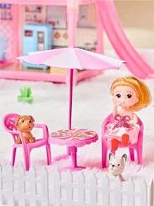 儿童梦幻城堡游戏屋玩具，适合女孩，组装娃娃别墅游戏屋，生日/圣诞礼物 - 彩色 - 查看 6