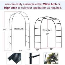 Metal Pergola Arbor, Outdoor Flower Garden Arch Trellis, Durable Steel Garden Arbor For Climbing Plants, Wedding Decoration, 7'8" H X 4'5" W - 花園格-B - 查看 9