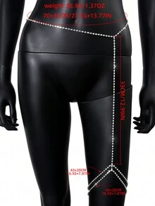 1 chiếc Dây chuyền đùi đính đá nhiều lớp thời trang, Trang sức cơ thể gợi cảm cho lễ hội âm nhạc và hộp đêm, Thích hợp cho phụ nữ đeo vào lễ Halloween - Bạc - Xem 3