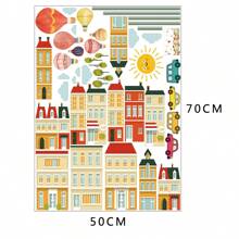 2 件/套道路图案游戏地板贴纸，卡通 PVC 自粘儿童地板游戏，道路汽车房间装饰地板贴纸，儿童房卧室装饰墙贴，墙壁装饰贴纸，地板装饰贴纸 - 彩色 - 查看 12