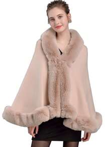 1pc Acrylic Knitted Fabric Faux Mink Collar Plain Color Cape Shawl, Elegant Vintage Style Suitable For Qipao And Evening Dress, Short Knitted Cardigan Jacket For Autumn/Winter - Multicolor - View 21