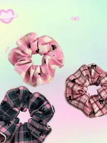 1 件格子发圈，高弹性耐用发带，适合马尾辫，不会损坏头发 - 彩色 - 查看 1